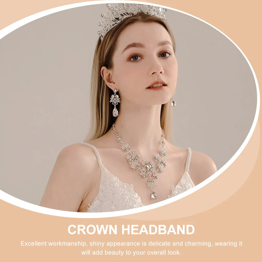 

1Set Bridal Jewelry Wedding Necklace Earrings Tiara Crown Set Metal Jewelry for Bride Bridesmaid Evening Party
