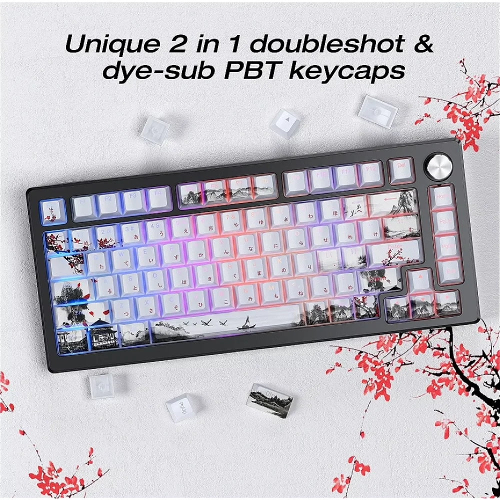 Shanshui Meihua Cherry Keycaps PBT 127 Toetsen Japanse Creatieve voor 60/64/84/98/108 Gaming Mechanische Toetsenbord MX Schakelaar