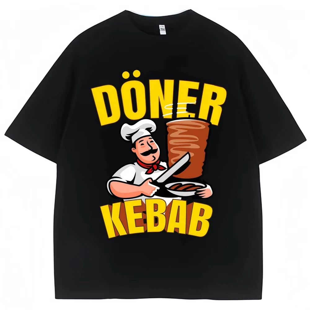 Funny Doner Kebab Graphic T-shirts Men Women Fashion Vintage T Shirt Oversized Cotton Casual Harajuku T Shirts Streetwear Gifts