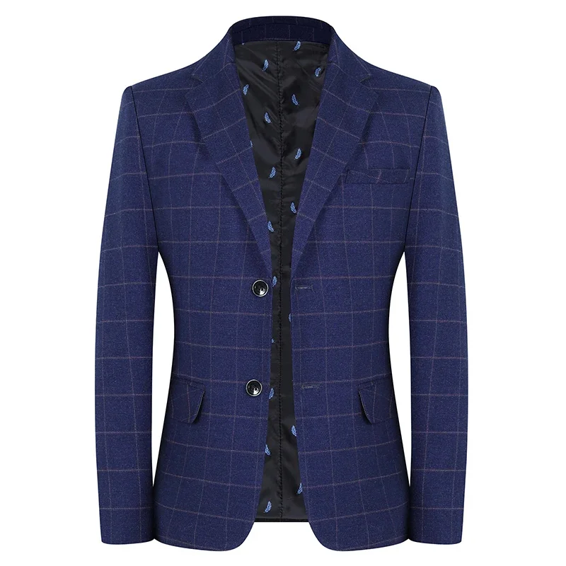 Boutique Fashion Plaid Mens Casual Business Blazer Groom Wedding Dress Male Slim Formal Suit Jacket New models