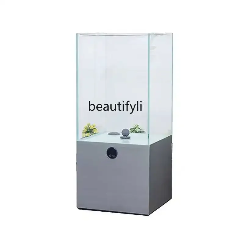 

Fish Tank Living Room TV Cabinet Desktop Floor Mute Ultra-White Glass Vertical Square Bottom Filter Fish Tank