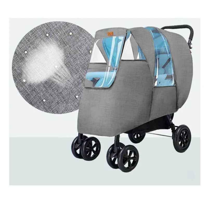 Double Stroller Rain Cover Universal Waterproof Stroller Cover for Twin Strollers Wind Cover for Winter Stroller Accessories