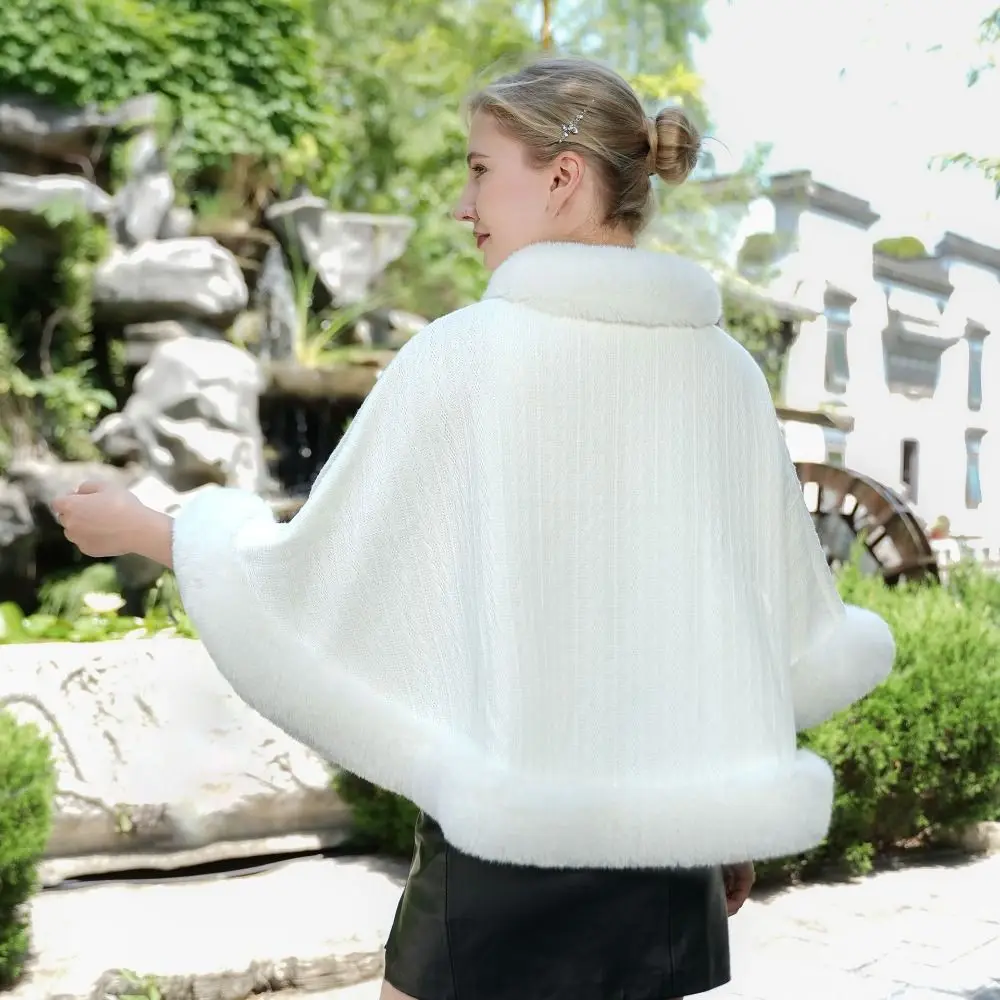 

Elegant Thicken Chinese Style Cloak Wrap Elegant Evening Capes Shawl Short Women Knitted Cloak Autumn Winter
