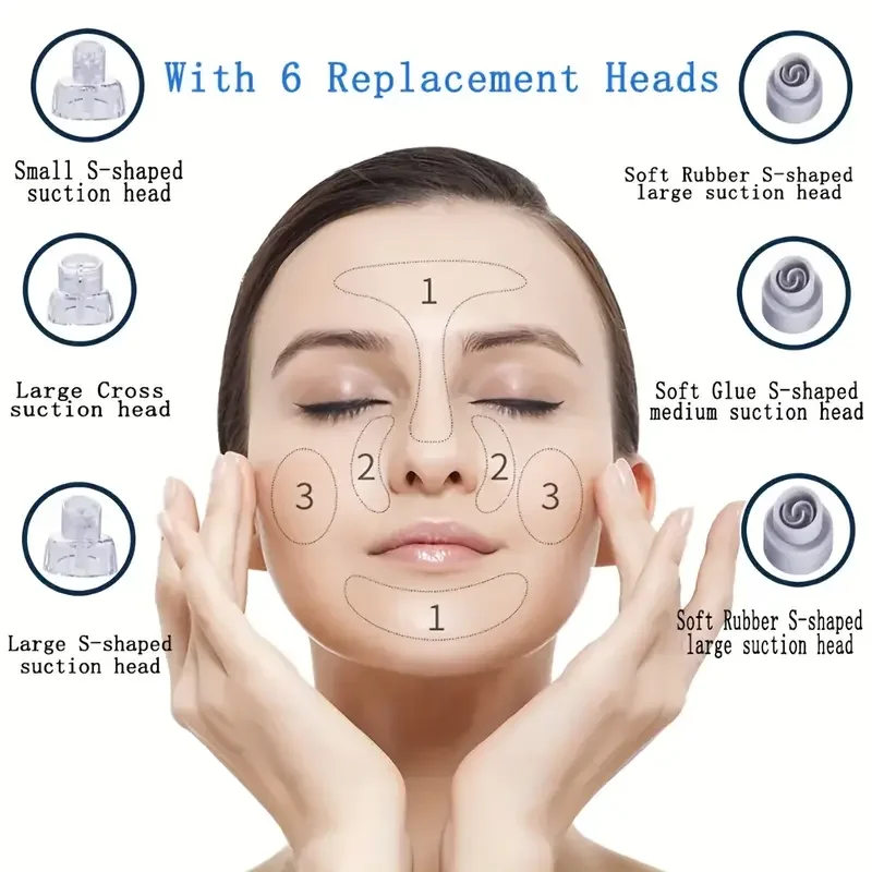 Dispositif électrique de nettoyage des pores en profondeur, Rechargeable à 6 têtes, dissolvant sous vide de points noirs, outil de soins de la peau du visage pour la peau prorone de l'acné