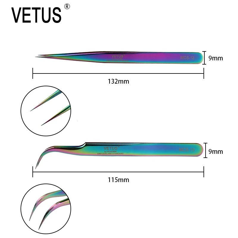 Vetus-ステンレス鋼のフォースクリップ,金とステンレス鋼の羽毛のつけまつげ,アイストピース,12/15/18/19シリーズ