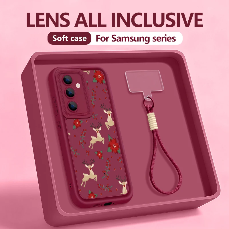 Fiore Alce TPU Cordino Cassa Del Telefono Per Samsung Galaxy S25 Bordo S24 S23 S22 Ultra S25 S24 FE A17 A56 A36 A16 A55 A35 A15 A54 Copertura