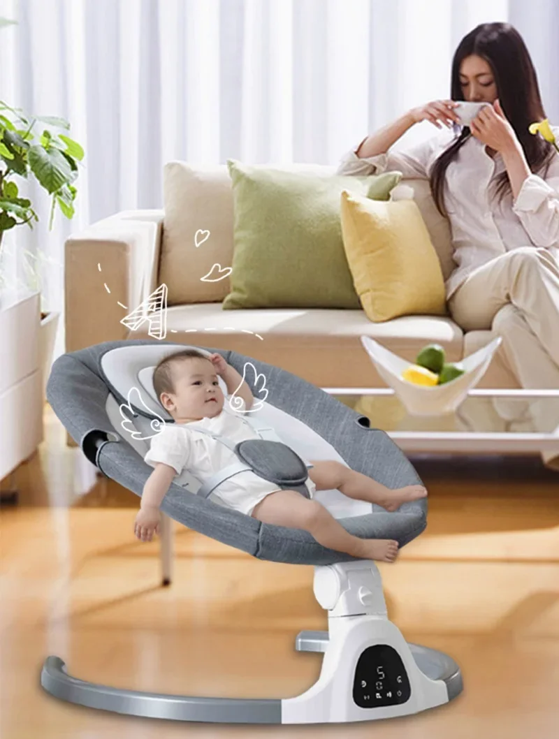 Electric Baby Swing Baby Lounger Chaise Longue for Baby Resting Chair Rocking Chair with Bluetooth Music Remote Control Cot