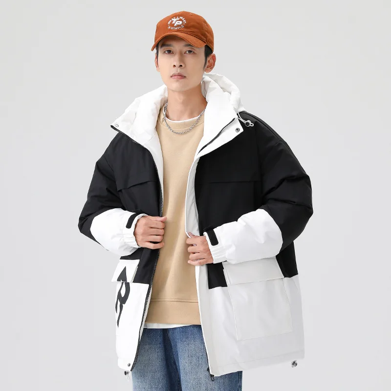 SNOW FLYING-Men\'s White Duck Down Hooded Jacket, Windproof, Loose, Warm, High Quality, Couple Set for Winter,-20 ℃ ~-5 ℃, 90%