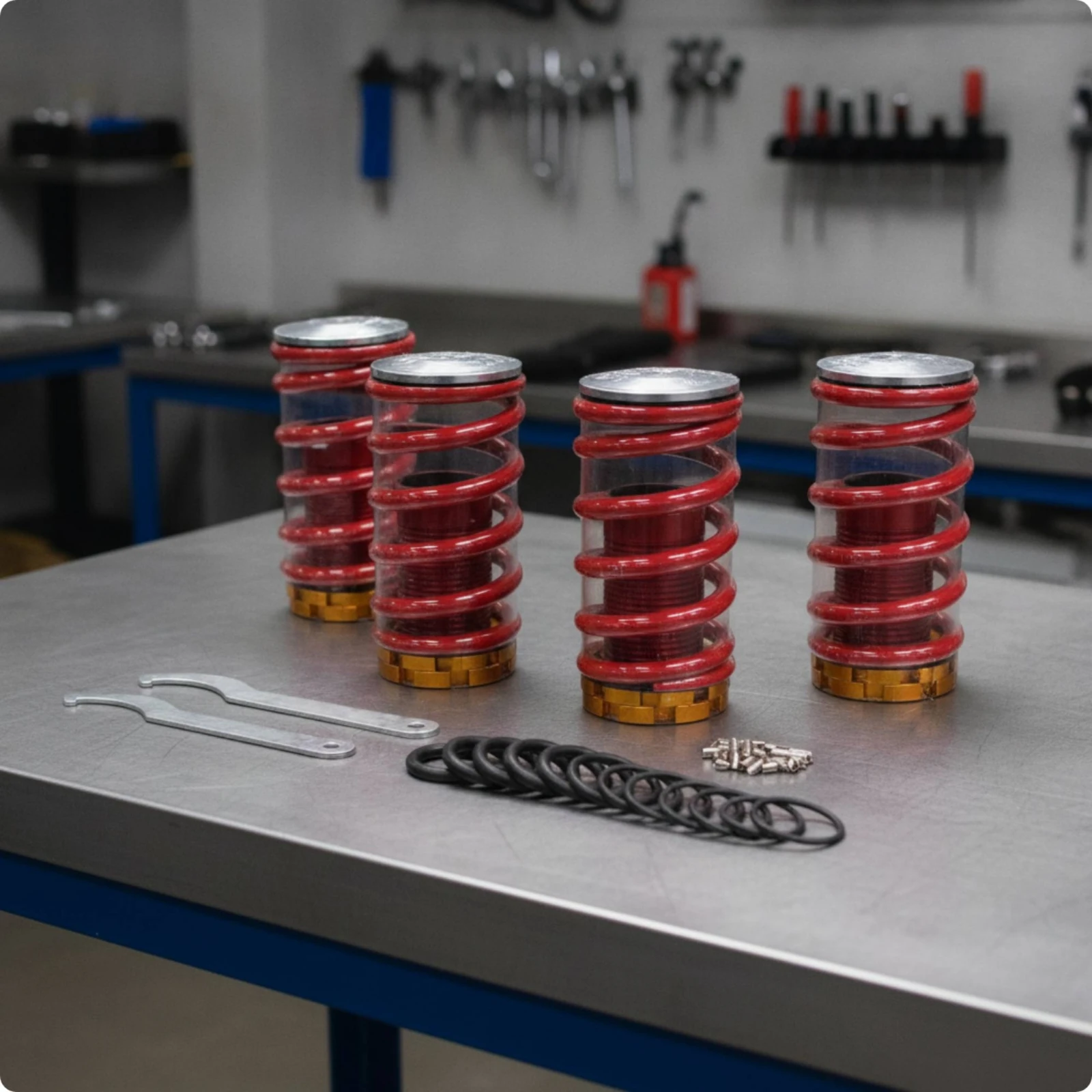 4 Pieces Spring Spring Kit Performance Coilover Kit with Wrenches Springs Aggressive Stance Powder-Coated for Tuner Drivers