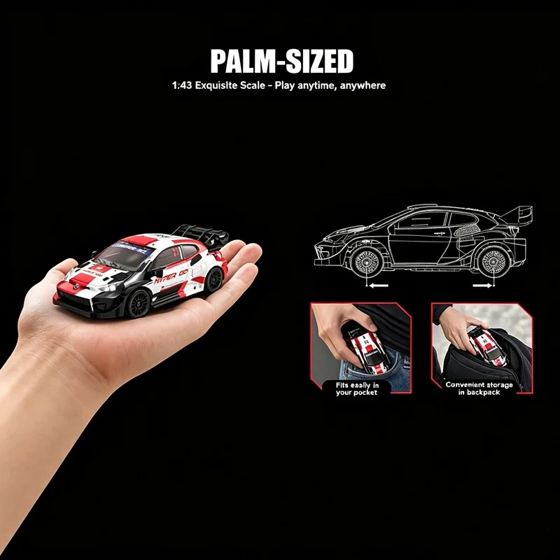 New MJX 43308 Alloy Drift Car 1/43 Full Proportional 4WD Remote Control Rally Racing Model For Adult Hobby Collection