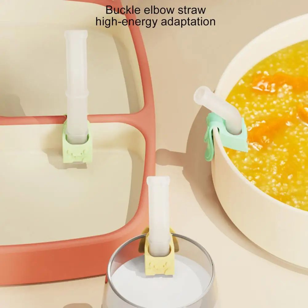 Baby Drinking Straw Silicone Adjustable Rabbit Buckle Kids Food Porridge Soup Assist Water Cup Straw Baby Soup Drinking Straw