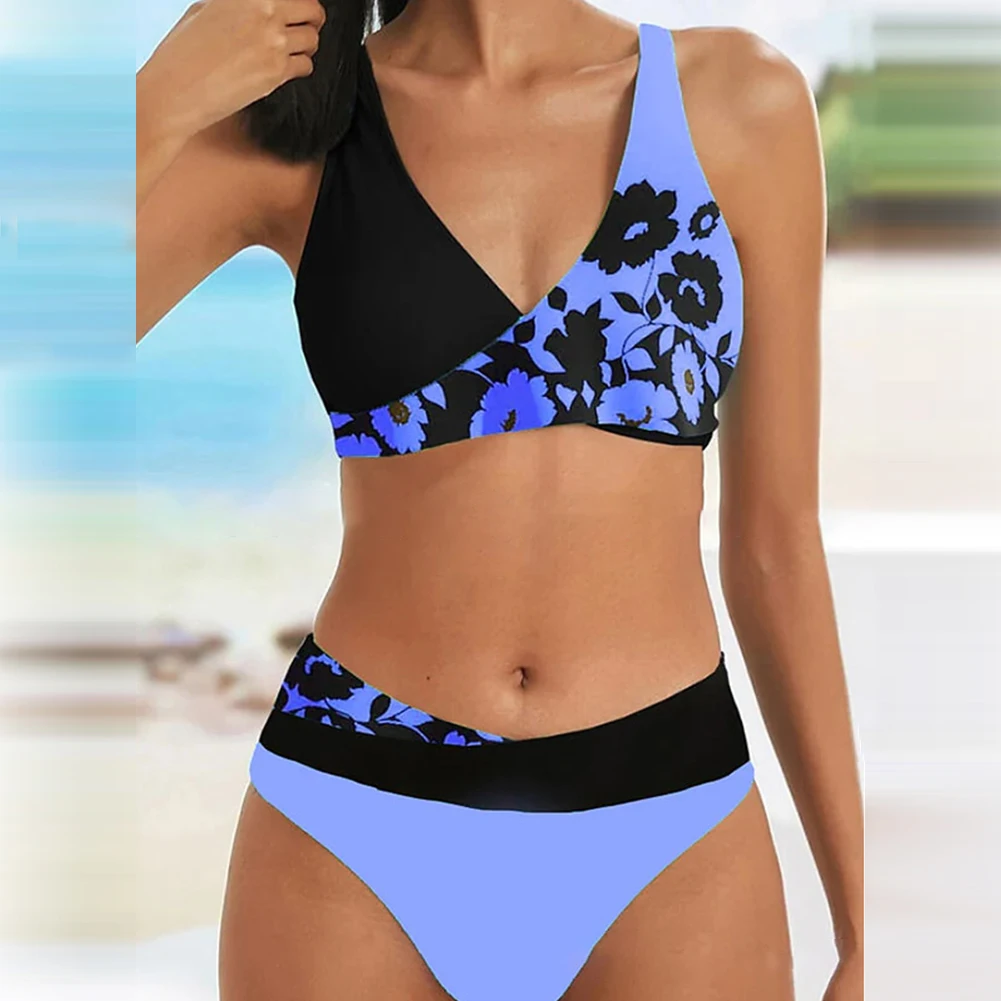 Conjunto de Bikini con Push-Up para mujer, traje de baño Sexy, ropa de playa, talla grande, Retro, Color sólido, Verano