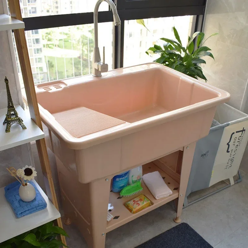 Laundry sink, balcony, laundry basin with washboard, laundry sink, washboard, and thickened plastic imitation marble