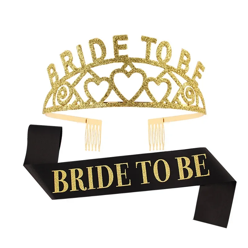

New Women’s Bride to Be Crown Tiara Rhinestone Headband and Sash Crystal for Bachelorette Party Wedding Bridal
