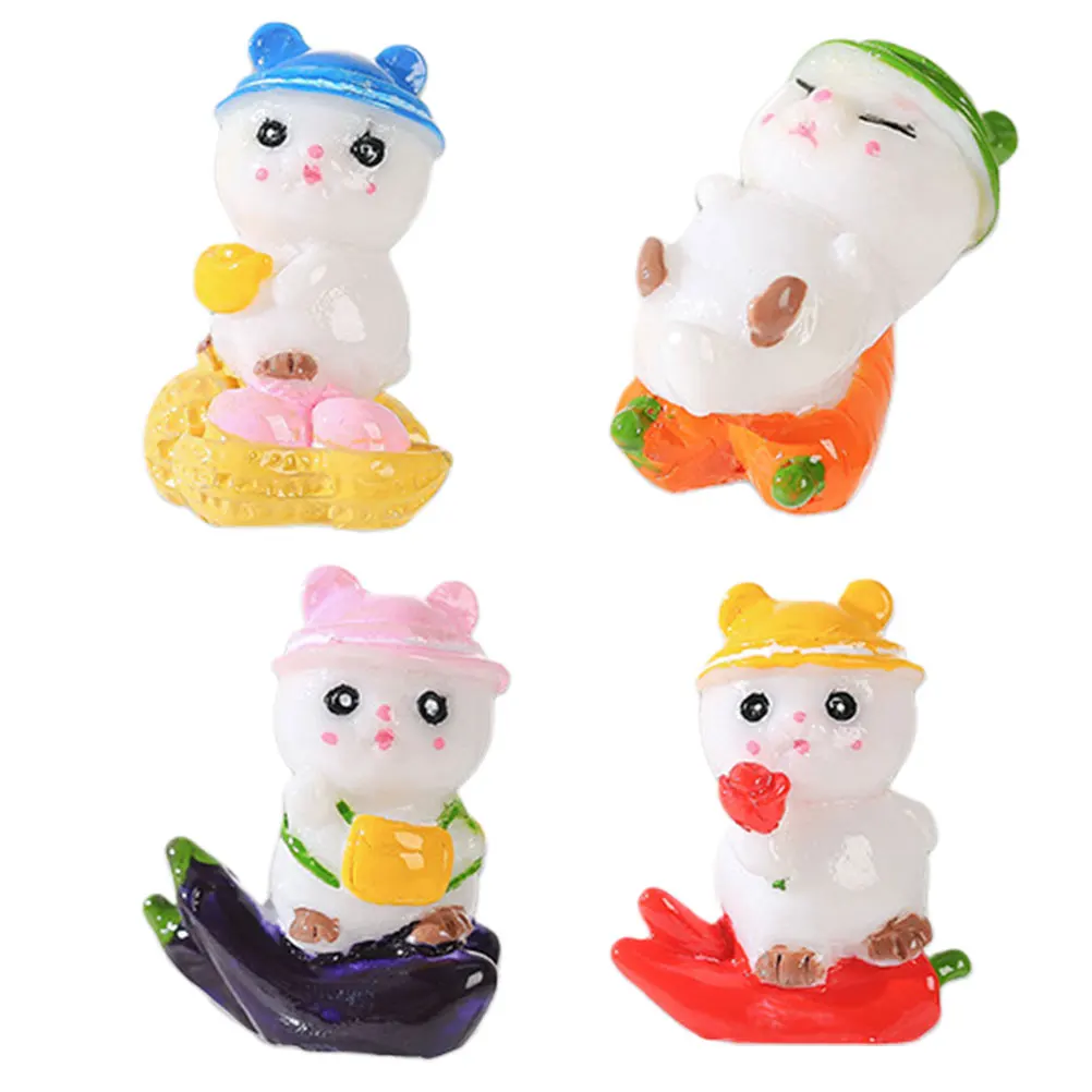 

4Pcs Resin Miniature Figurines Cute Fruit Mouse Sculptures Micro Landscape Ornaments Home Decor Office Desk Accessories