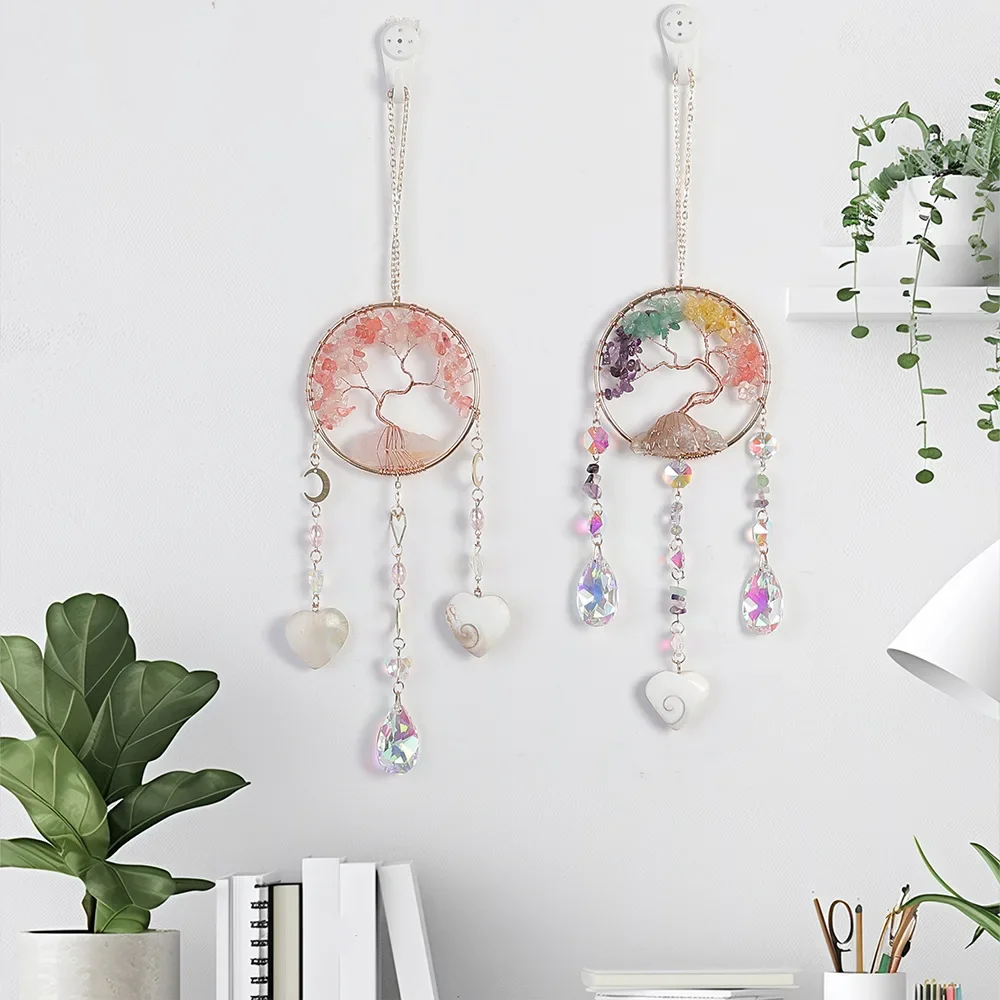 1PCS Crystal Dream Catcher Rainbow Dreamcatcher Crystal Stone Prism for Garden Patio Porch Balcony Window Home Decoration Gift