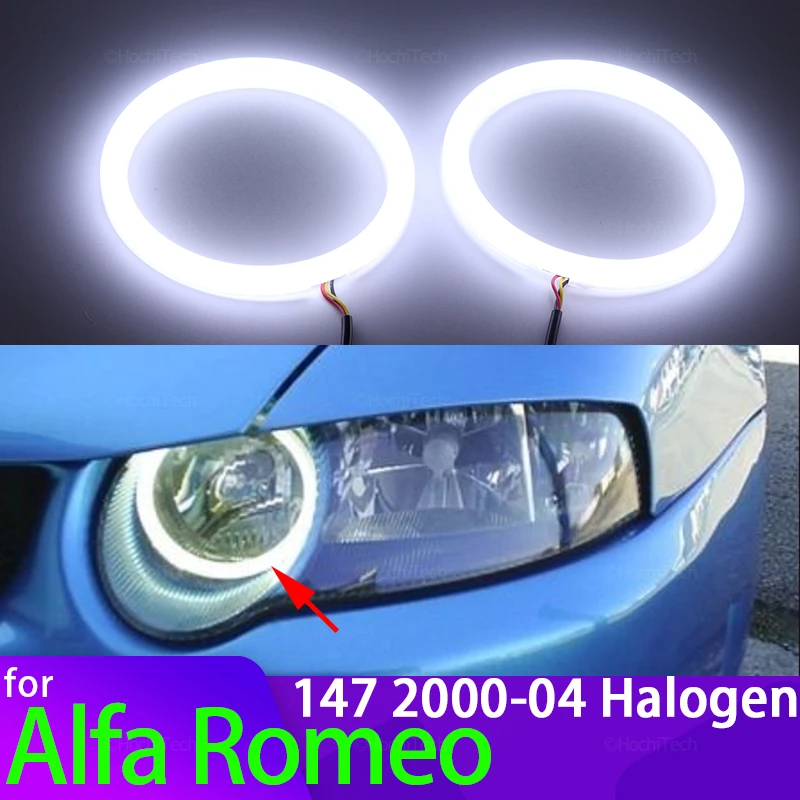 Dla Alfa Romeo 147 2000-2004 reflektory halogenowe akcesoria samochodowe 6000K białe SMD bawełniane światło LED zestawy pierścieni anioł oko