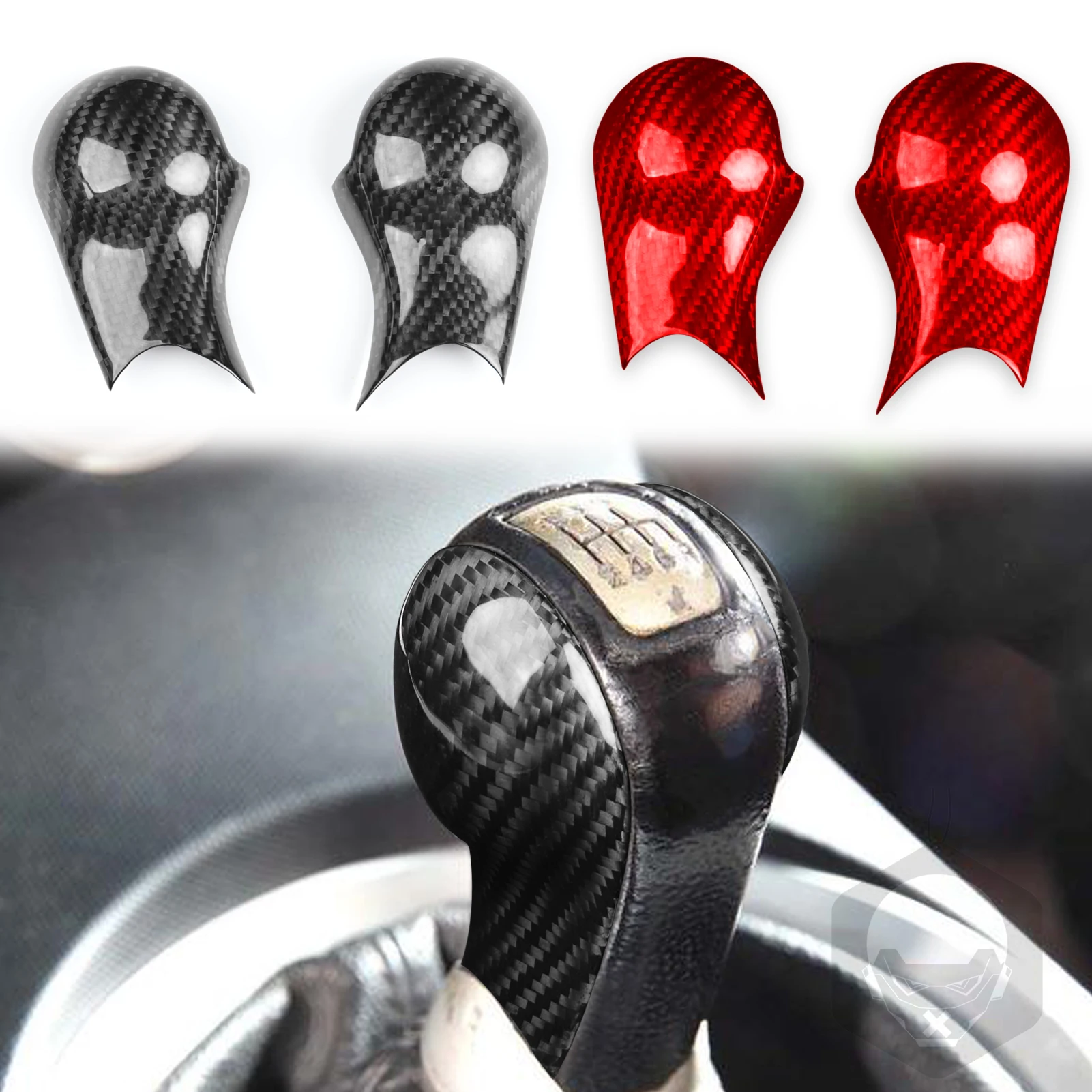 

For NISSAN 350Z Z33 2003 2004 2005 2006 2007 2008 2009 Carbon Fiber Red/Black Manual Gear Shift Head Side Knob Cover Trim Cap