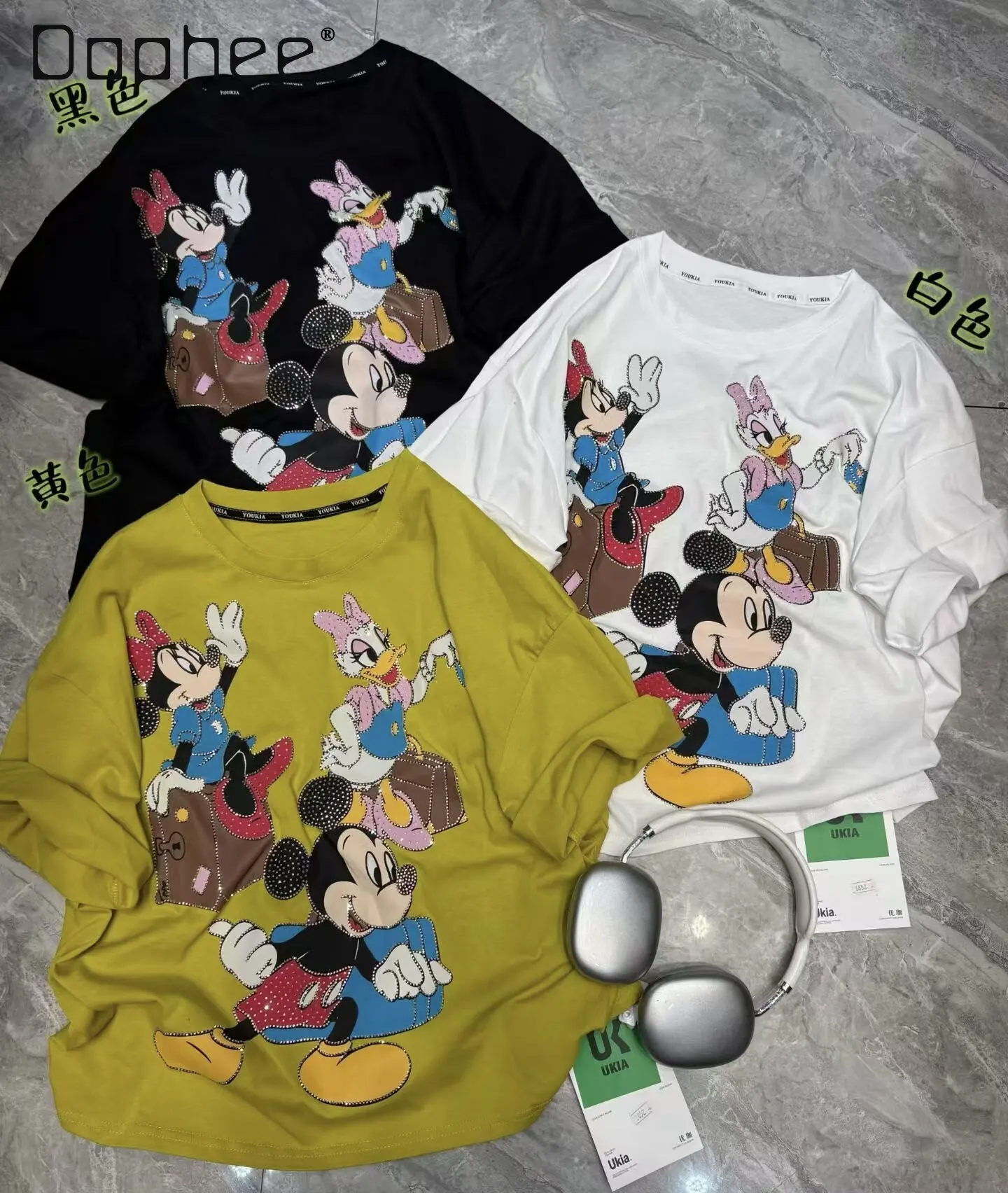 

Новая женская футболка с коротким рукавом в корейском стиле, свободного кроя, универсальная, повседневная, с милым мультяшным принтом, коллекция Весна-Лето 2026