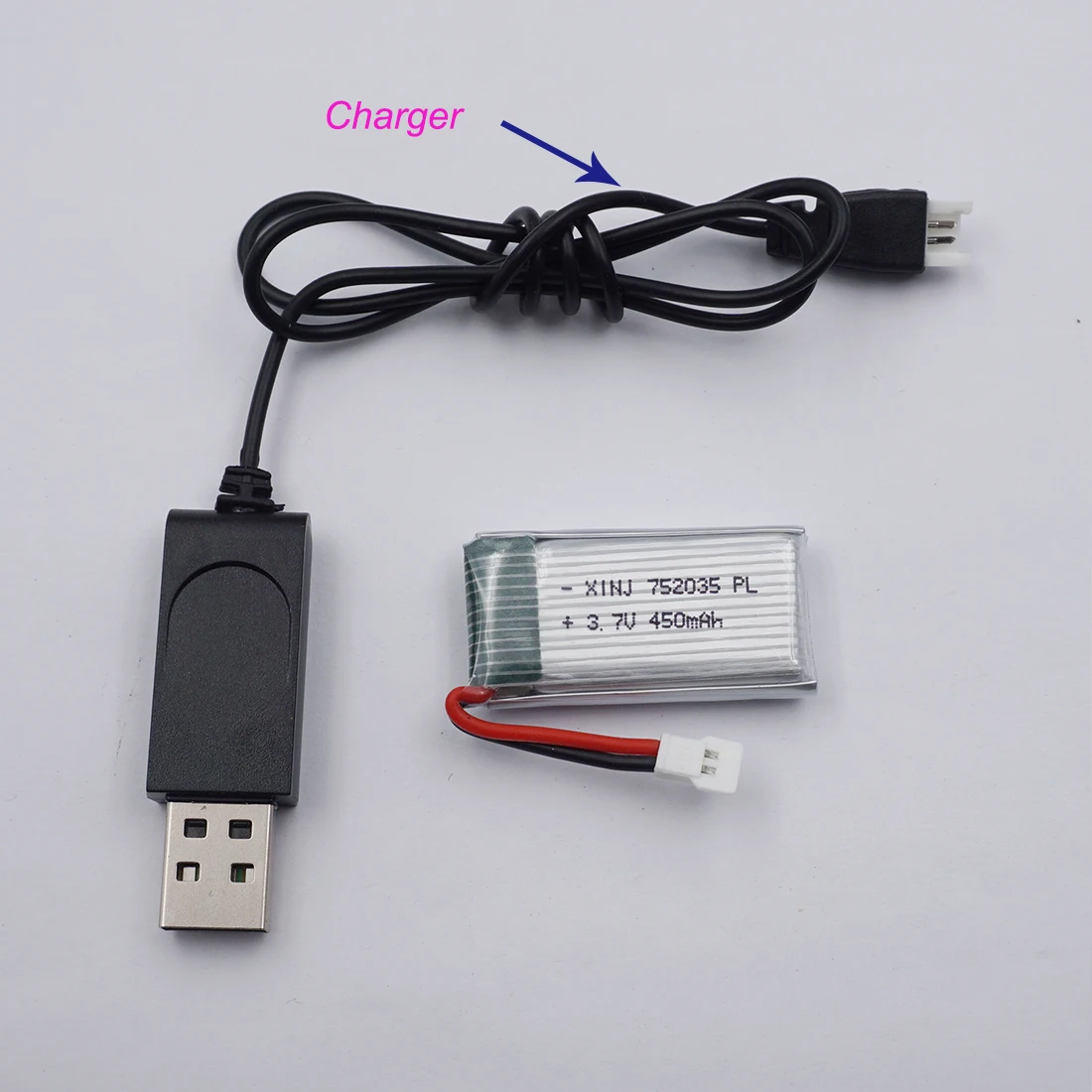 

3.7V 450 mAh 25C Rechargeable Polymer Li Lipo Battery 752035 XH2.54mm Connector For DFD F182 F183 H8C RC Quadcopter Drone