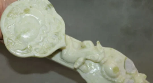 Natural Lantian Green Jade Carving Dragon Pixiu Beast Bat Auspicious Ruyi Ru Yi