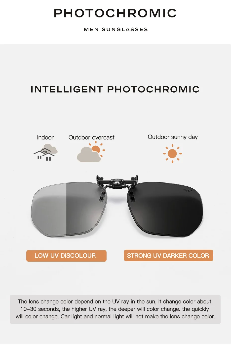 CAPONI neue Sonnenbrille Clip für Männer quadratisch polarisierte photo chrome Brille Clip aufgeklappt schützen Augen Licht Clip am Rahmen bs1103 – Detail 4