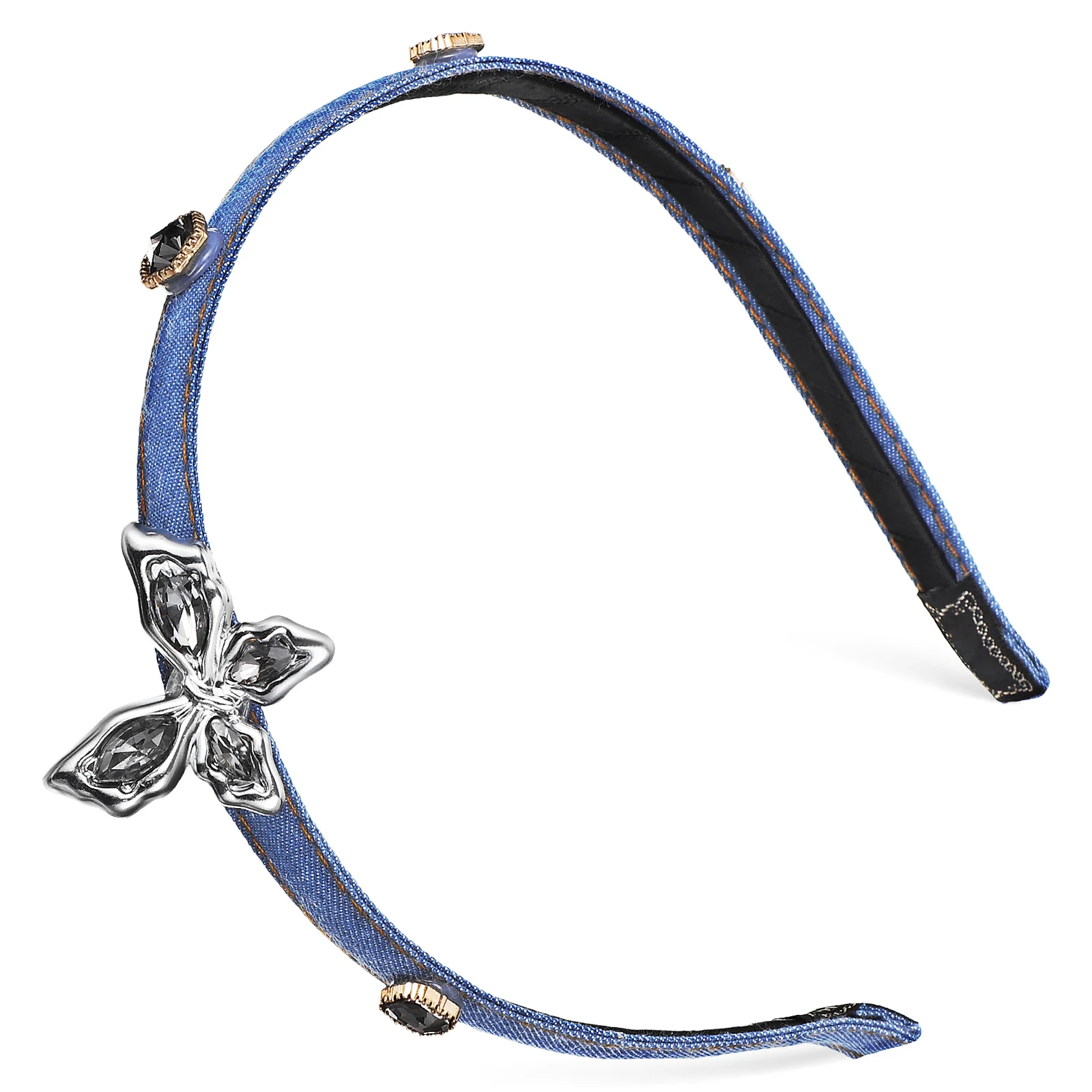 

1PC Denim Butterfly Headb Stretchable Comfort Women Hairb Ladies Hoop Hairstyling Tool For Daily Party Wedding Travel