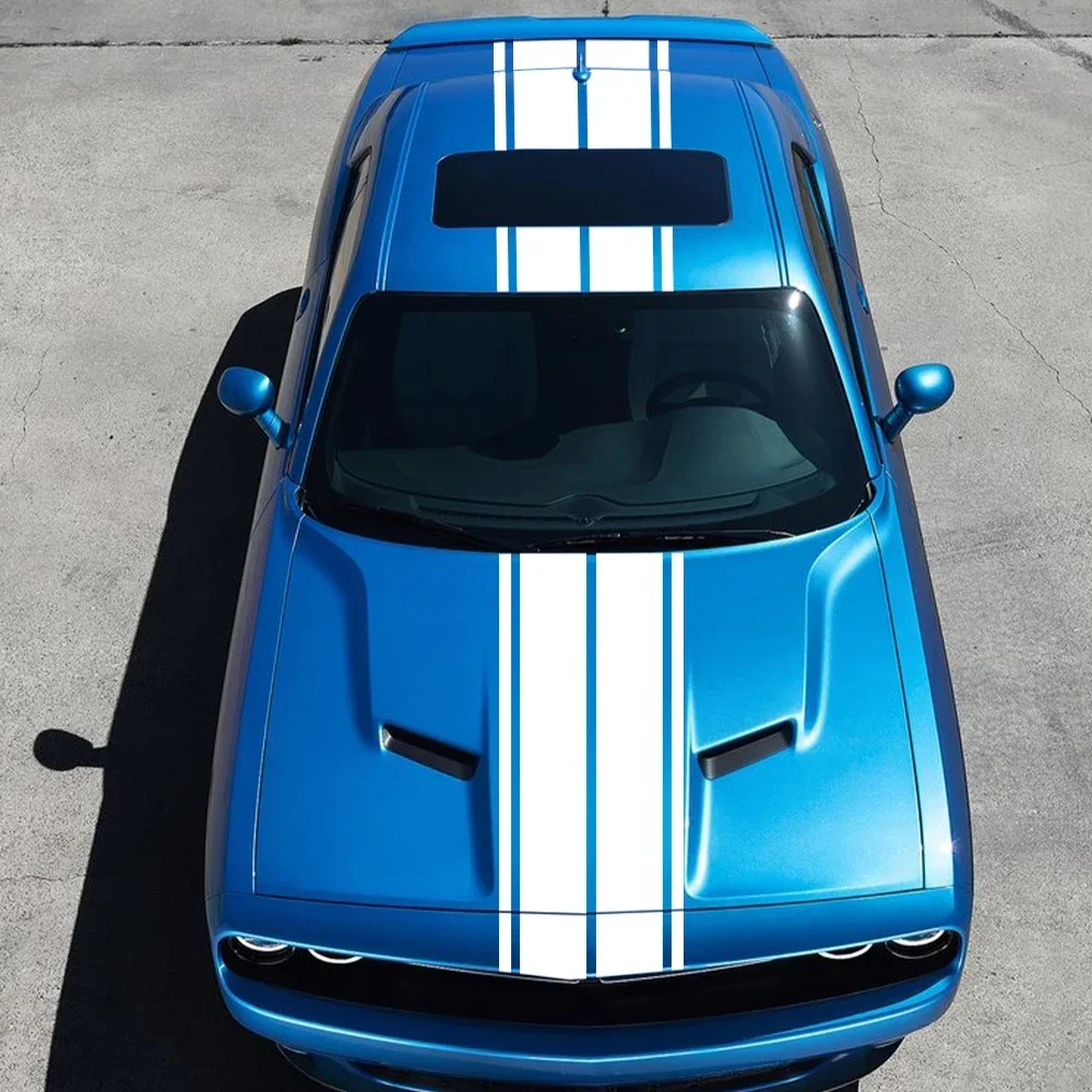 

Car Body Kit Stickers For Dodge Challenger SXT RT Hood Rear Trunk Rally Racing Stripe Style Vinyl Decals Auto Tuning Accessories