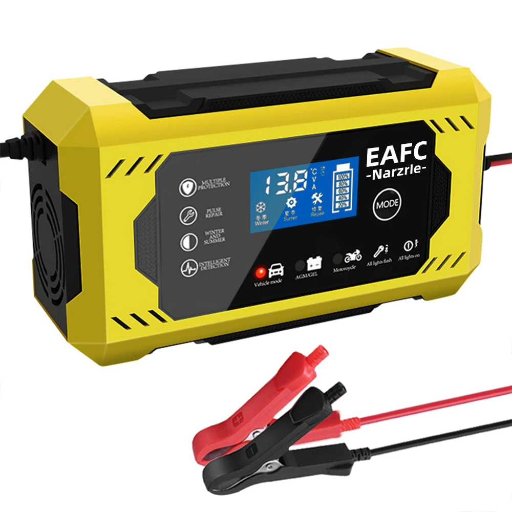 Große Bildschirm Auto Batterie Ladegerät 6A/8A/10A 12V Auto Motorrad Batterie Lade Gerät Blei-säure batterie Smart Reparatur LCD Display