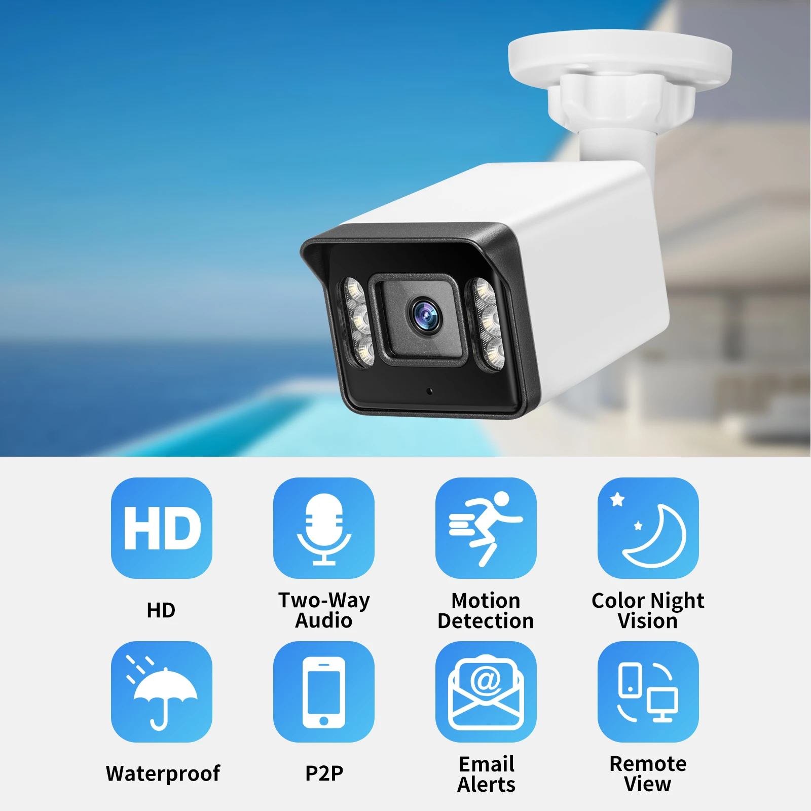 Gadinan 8MP 4K Super HD Color Night Vision IP Camera Two Way Audio Security Camera AI Face Detection Outdoor Audio Webcam POE