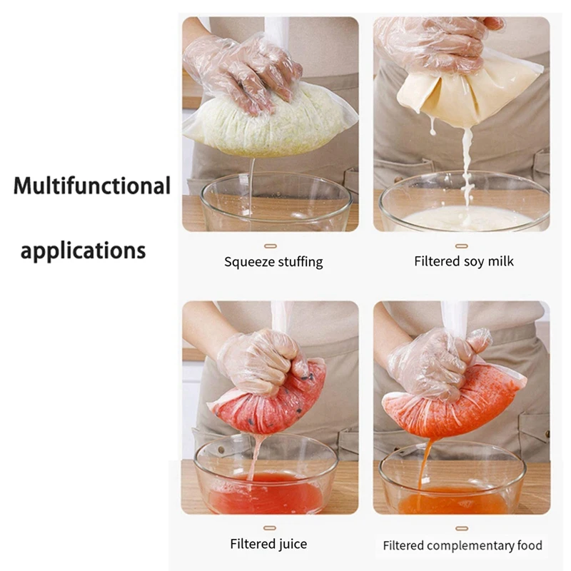 BEAU-Soy Milk Wine Filter Bag Nut Milk Bag Yogurt Filter Net Mesh Kitchen Food Reusable Nylon Filter Bags Strainer