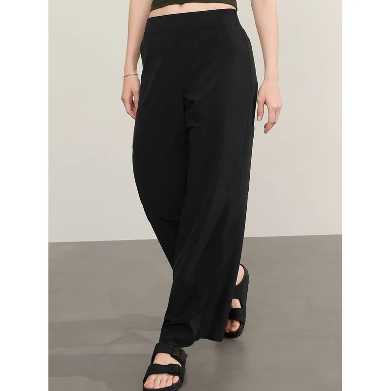 2025 Fashion Chic Wide Leg Trousers Women Elastic Waist Comfortable Slimming Black Office Party Wear 