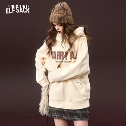 ELFSACK Christmas Graphic Fleece Hoodies Women 2023 Winter Plus Size Long Sleeve Designer Tops