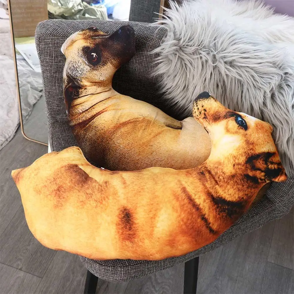 Cute 3D Lifelike Animal Throw Pillow Plush Soft Dog Pillow Creative Cushion Home