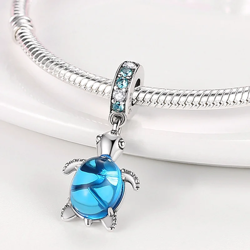 925 Sterling Silver Fashion Hot Air Balloon Turtle Color change Glow Charm Bead Fit Pandora bracciale originale gioielli fai da te regalo