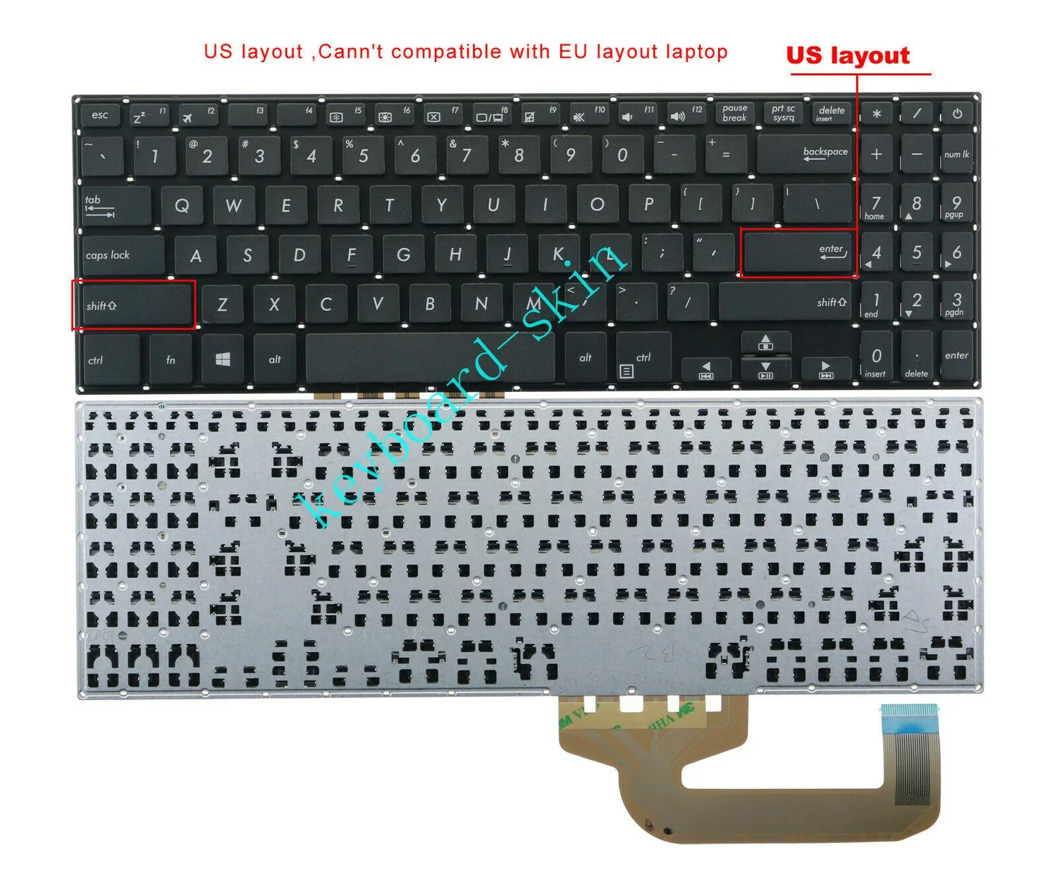 New US Keyboard No-backlit No-frame for ASUS X507 X507MA X507U X507UA X507UB Y5000UB Y5000UB8250 laptop