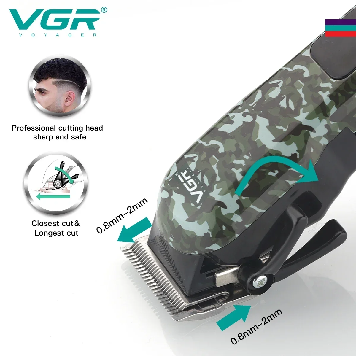 VGR Hair Trimmer Electric Hair Clipper Professional Cutting Machine Adjustable Haircut Rechargeable Hair Trimmer for Men V-665