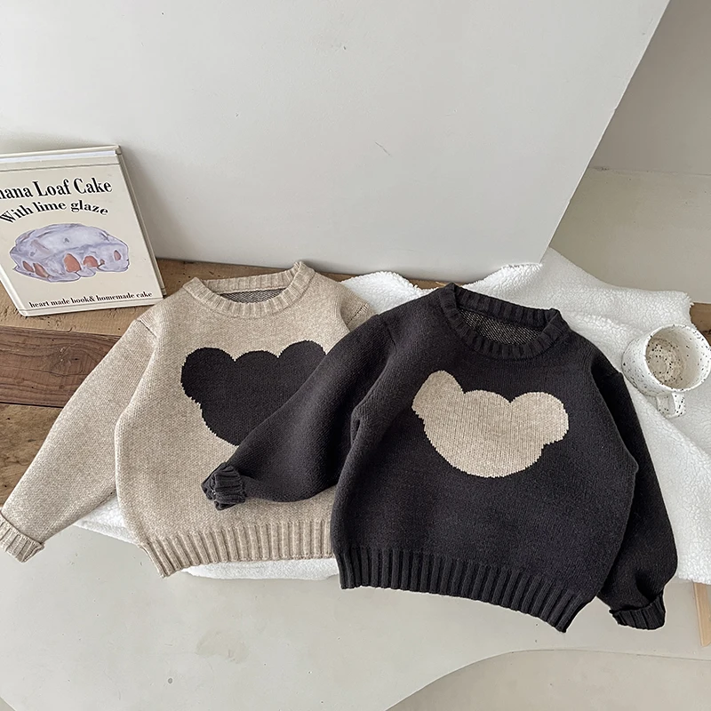 Winter And Autumn Newborn Baby Girls And Boys Cotton Sweater Cute Cartoon Bear O-neck Long-sleeved Korean Fashion Soft Casual