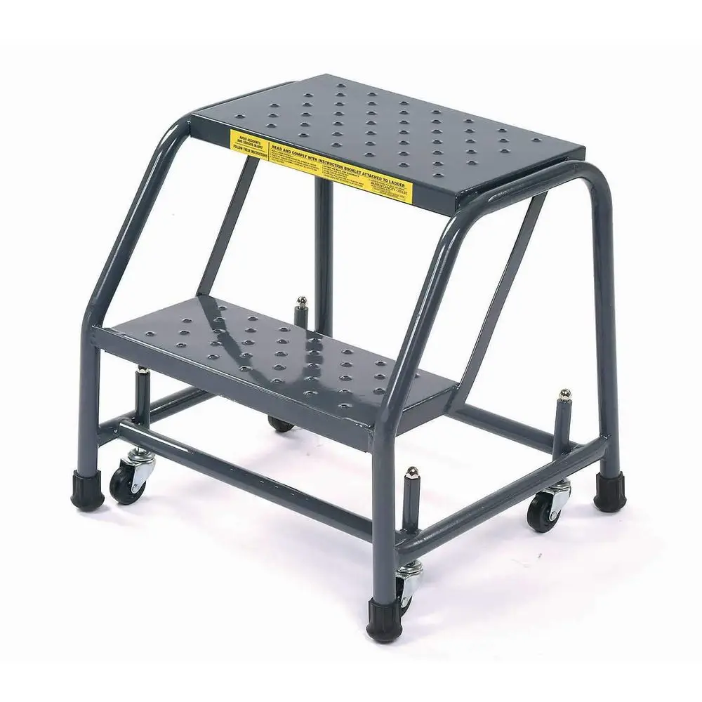 

218P Perforated 16 W 2 Step Steel Rolling Ladder 10 D Top Step