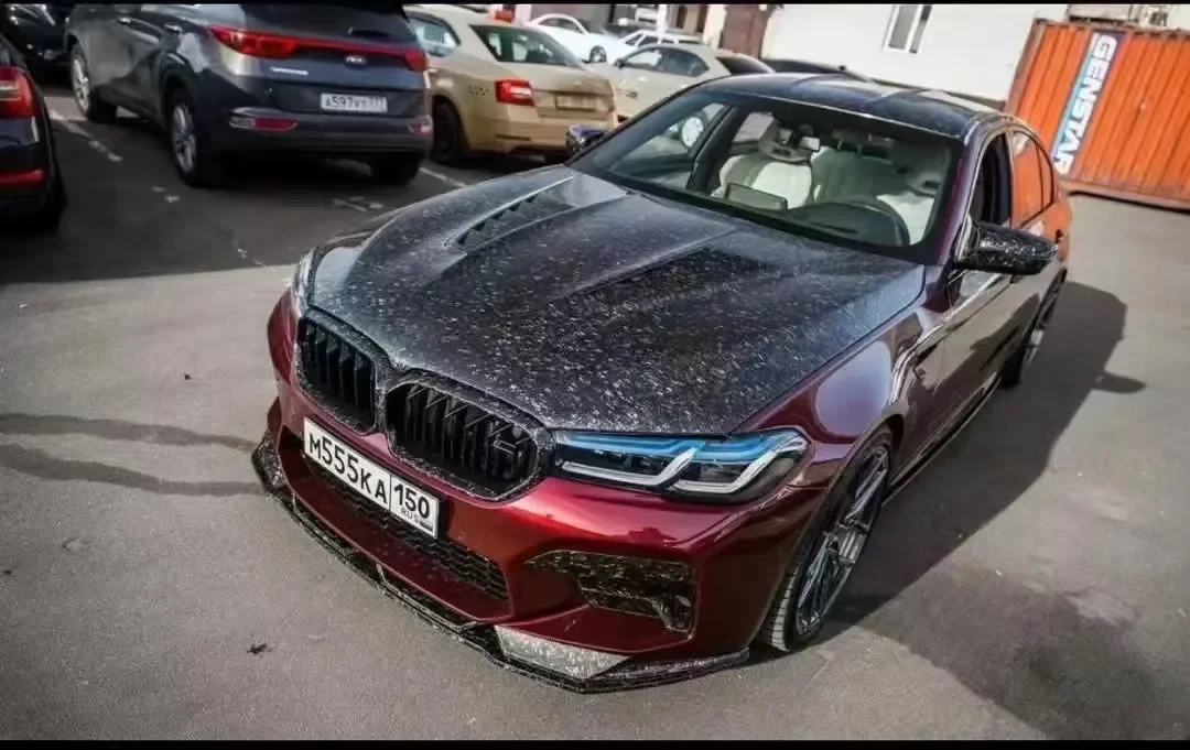 New for 5 Series G30 G38 M5 F90 Carbon Fiber Body Kit with Upgraded V-style Hood Towing Hitch Bumper Rail Reinforcement