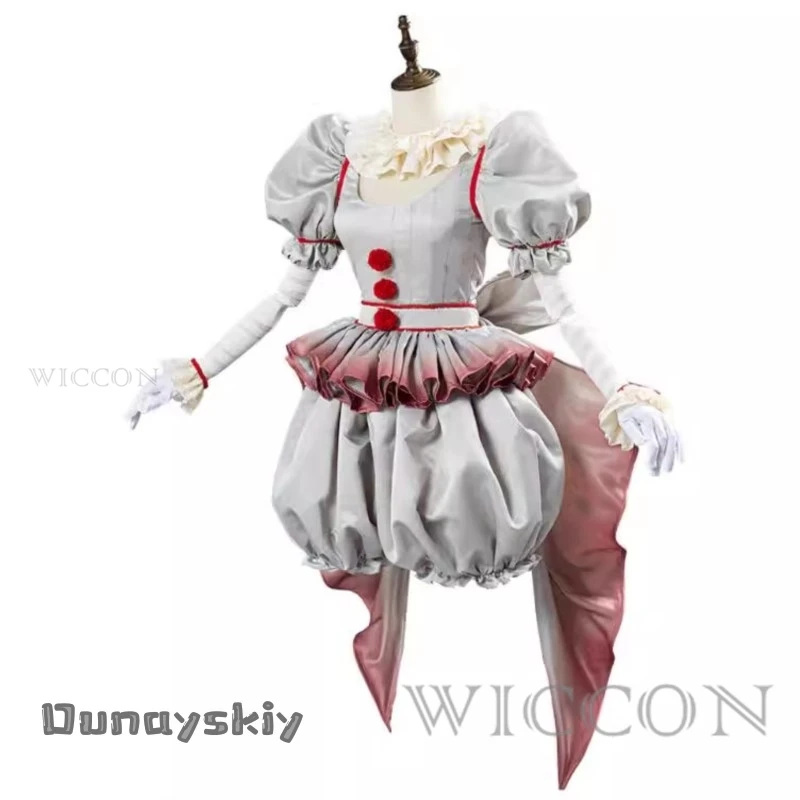 Movie Clown Pennywise Cosplay Costume Genderswap Halloween Horror Lolita Dress Up Women Fantasy Dress Carnival Party Full Set