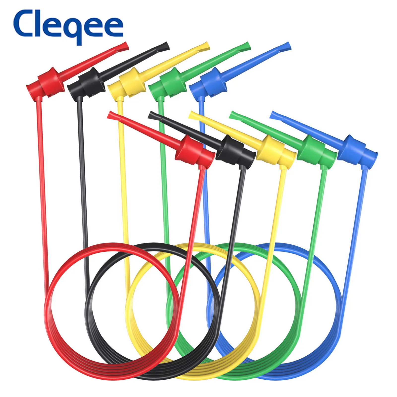 

Cleqee P1520 5PCS Test Hook Clip to Mini Grabber Test Leads SMD IC Tool Silicone Jumper Wire 20AWG Electrical 50cm Test Cable