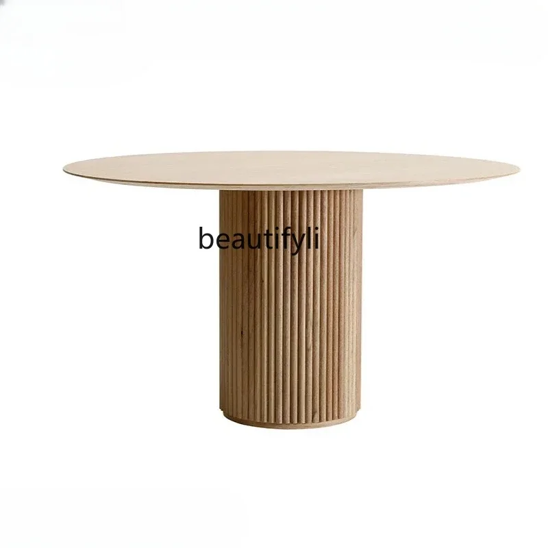 Light Luxury Creative Designer Model Furniture Palace Table Simple Modern Home Restaurant round Plate Wood Table