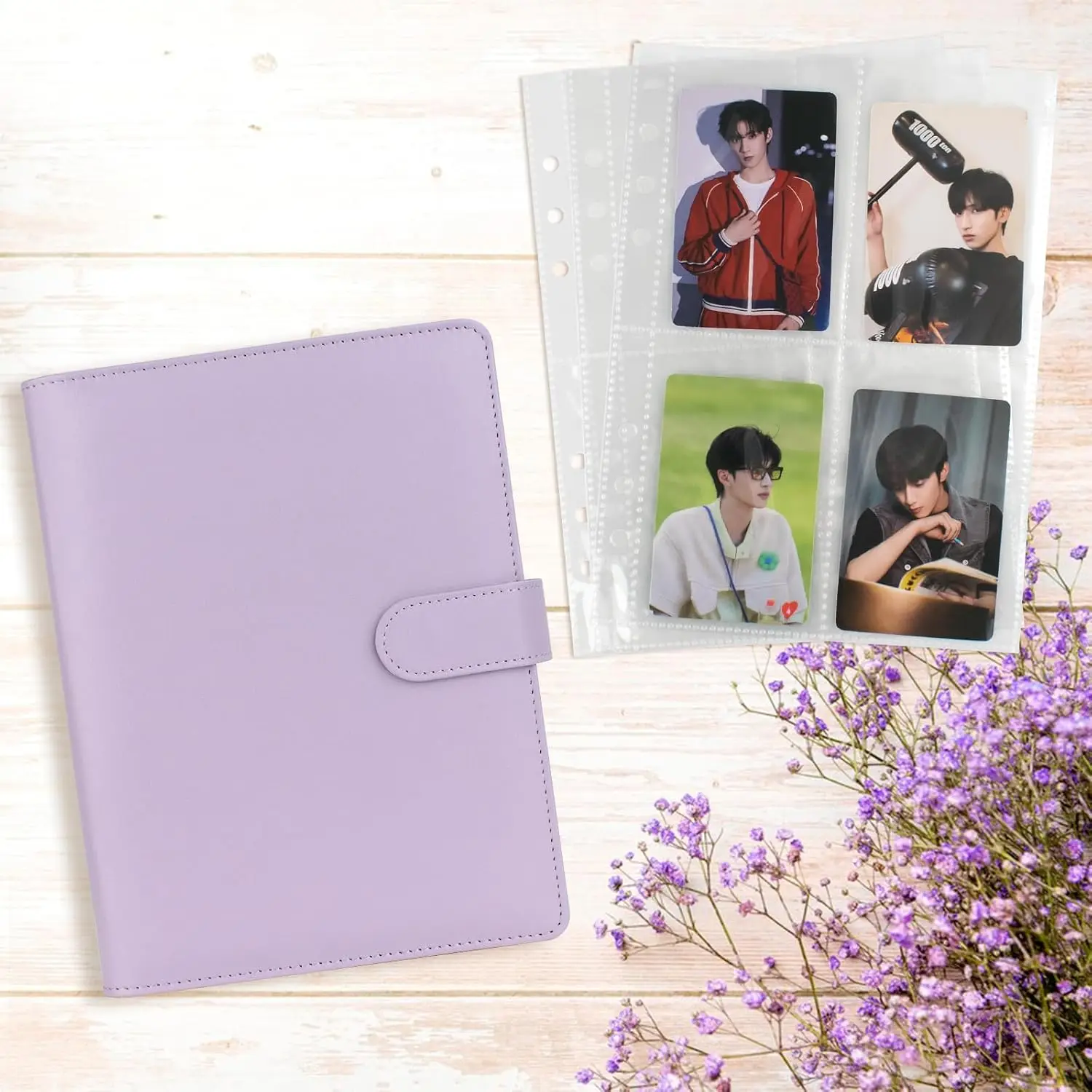 

New A5 Pu Leather Binder Photocards Cover Cute Kpop Loose-leaf Collect Book Photo Cards Album Storage Book Stationery