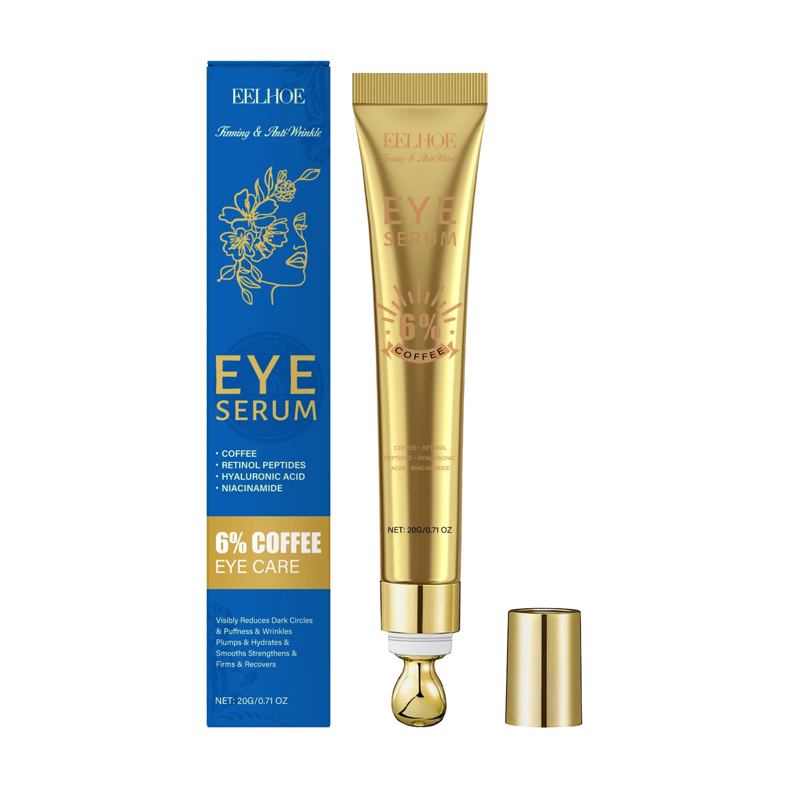 

Coffee & Retinol Eye Serum - Dark Circle Treatment with Hyaluronic Acid & Niacinamide | Reduces Puffiness, Wrinkles & Firms Del