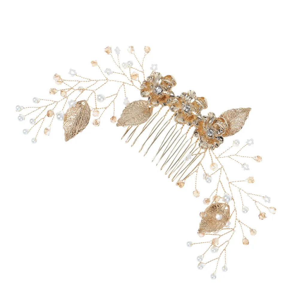 مشط شعر الزفاف على شكل أوراق شجر إكسسوار مشط للنساء لحفلات الزفاف، غطاء رأس أنيق، مجوهرات الزفاف، مجوهرات شعر العروس