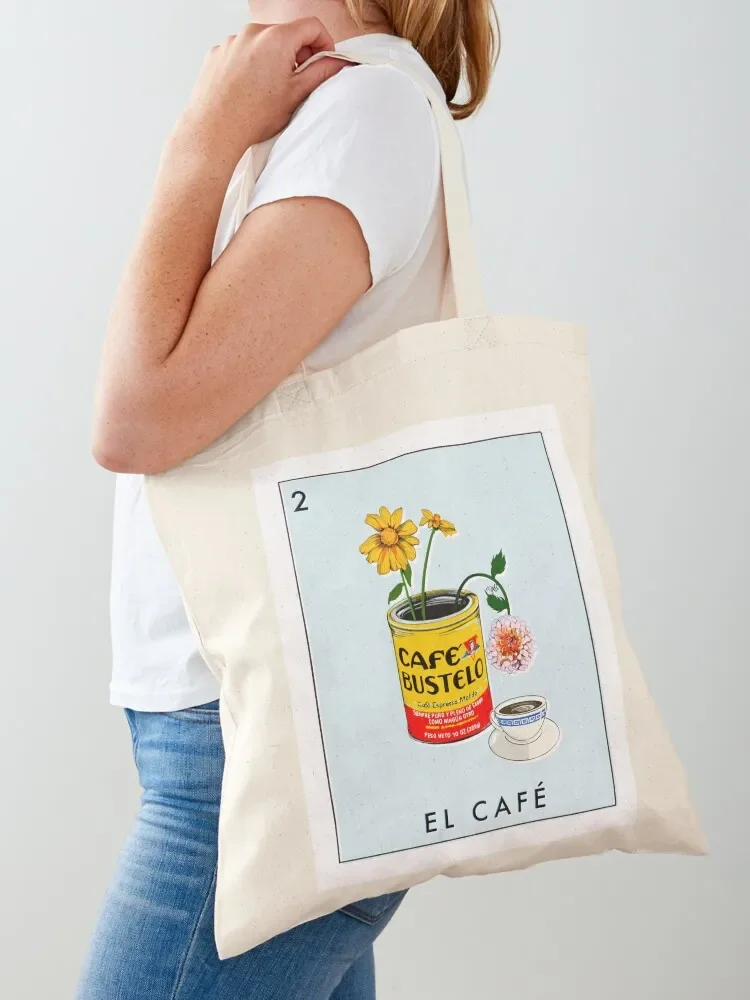 Coffee and Flowers for Breakfast - Lotería Edition Tote Bag Canvas shopping cart bags Shopping bags tote bags men