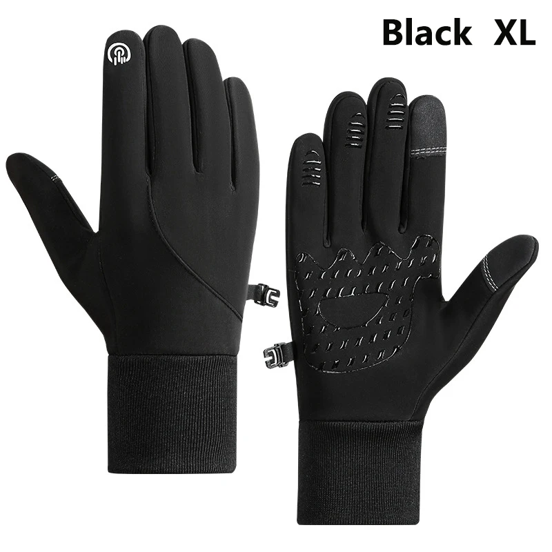 Black L waterproof bicycle gloves, winter motorcycle gloves, touch screen bicycle gloves, outdoor riding scooters, windpr image 6