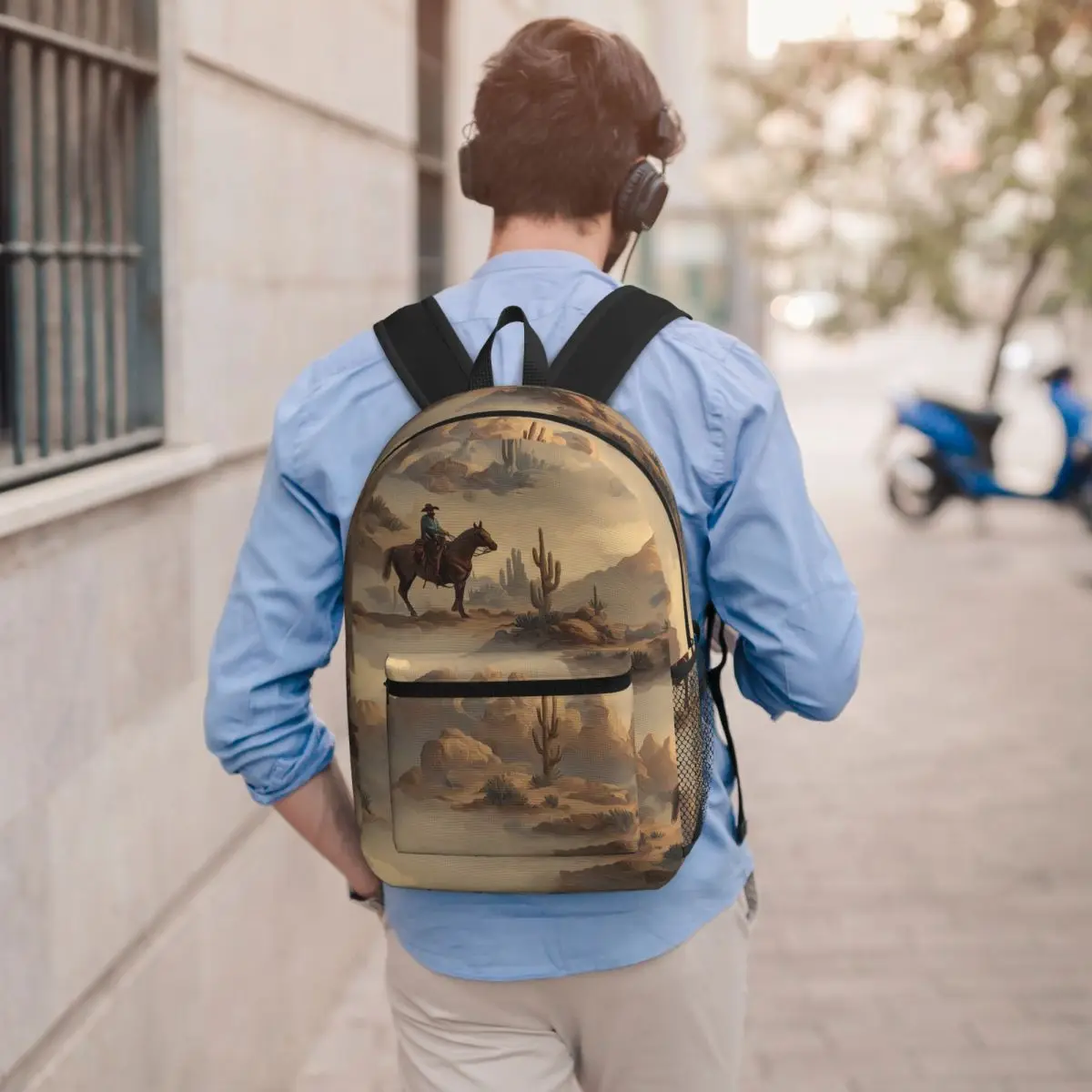 Cowboy In Desert Western Landscape Pattern Backpack Student BookBag Kids School Bag Laptop Shoulder Bags for Men Women