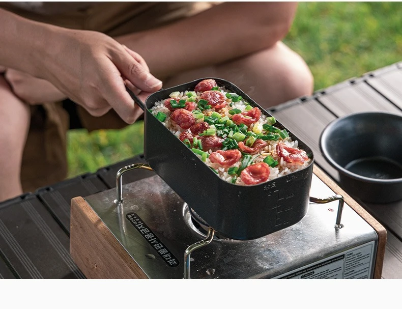 

Outdoor aluminum lunch box, heat-resistant and convenient camping tableware, multifunctional travel and picnic cooking tool